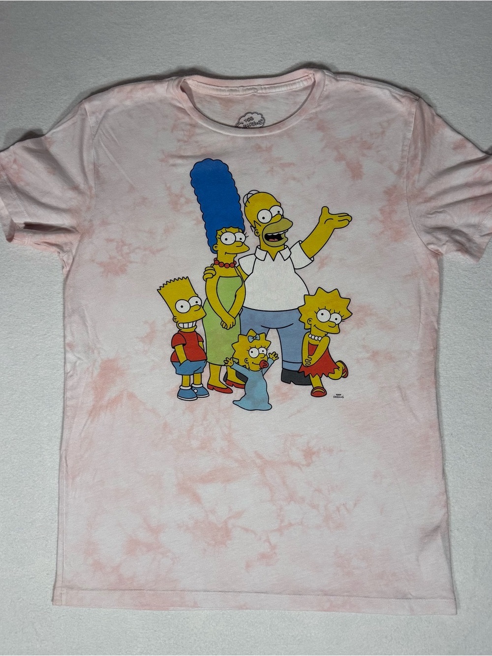 The Simpsons Old Navy Mens' Simpsons Family Graphic Pink Tie-Dye Tee Size Small